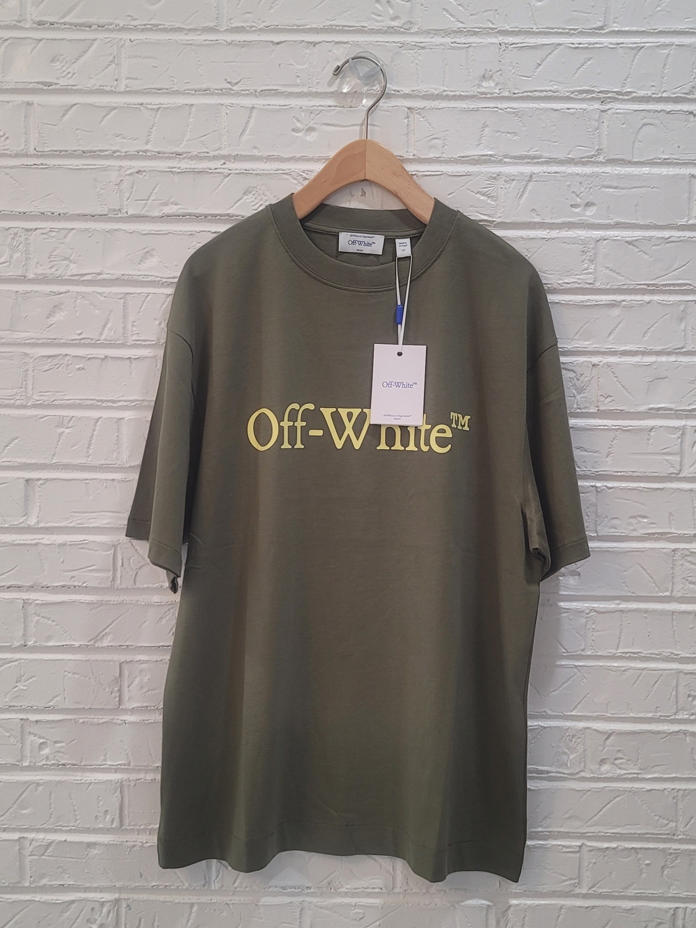 Off-White Olive Green Short Sleeve Tee Shirt size XS